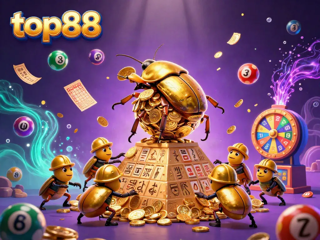 Spin and win with top88: Experience vibrant lottery excitement in a dazzling casino scene.