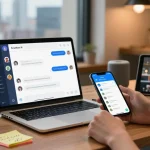 Interactive Crushon AI chat experience on various devices in a cozy workspace.